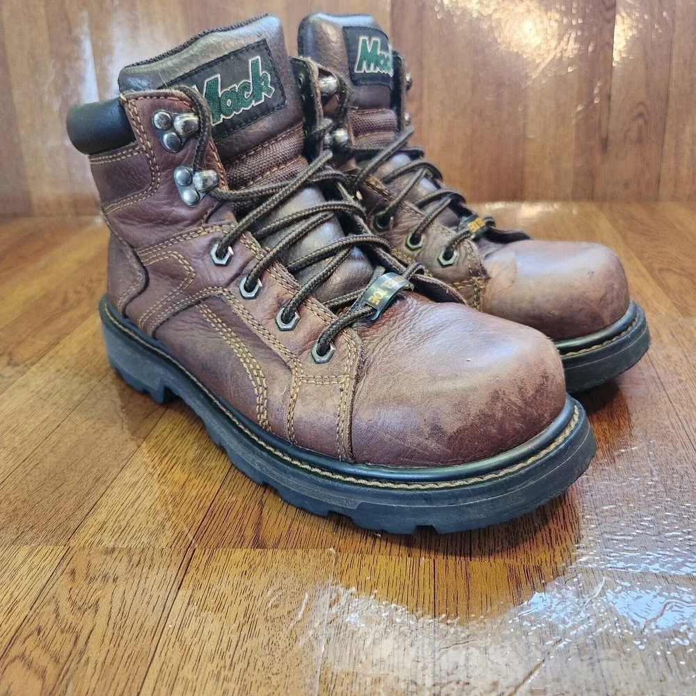 Mack Boots Mens Size 7 Steel Toe Gorman Work Shoes Leather Upper Brown